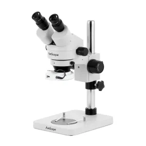 AmScope SM-1B Series Inspection and Dissecting Binocular Zoom Stereo Microscope with 64 LED Compact Ring Light and Optional Digital Camera on Compact Pillar Stand