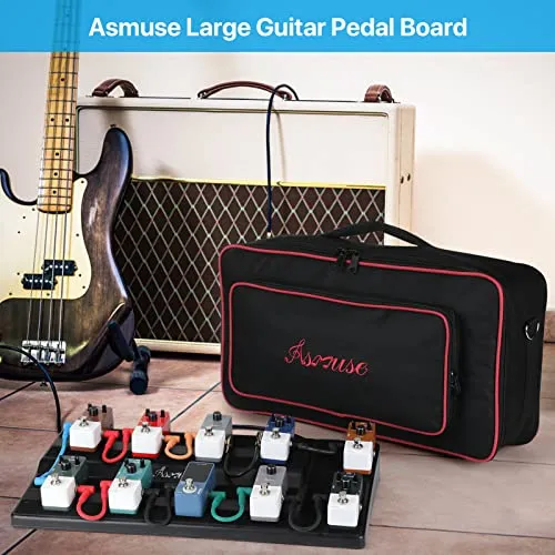 Asmuse Guitar Pedal Board, Lightweight Guitar Effect Pedalboard with Carrying Bag, Mountain Tape, Cable Tie (Black)
